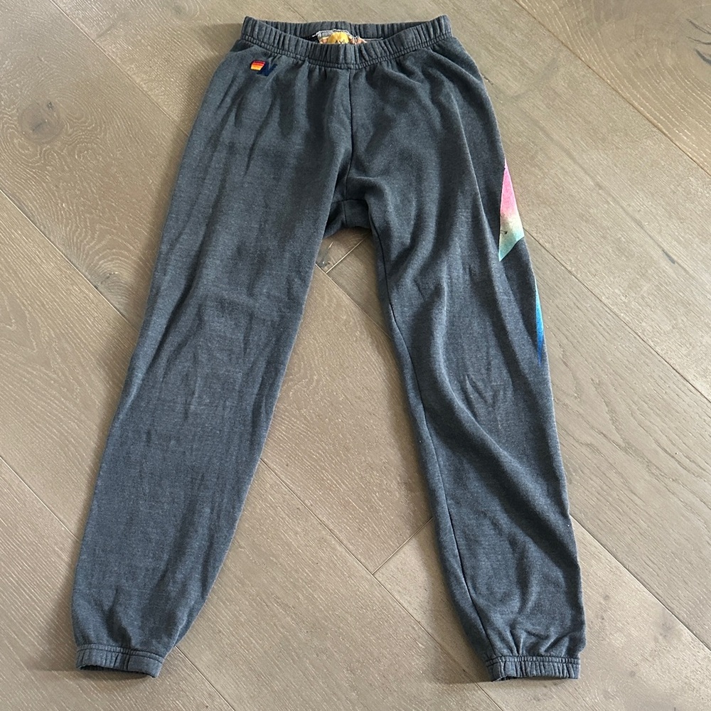 Aviator Nation Charcoal Joggers with Rainbow Accent